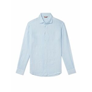 BARENA VENEZIA SURIAN LINEN SHIRT BLUE SIZE IT 48 US M RETAIL 335$